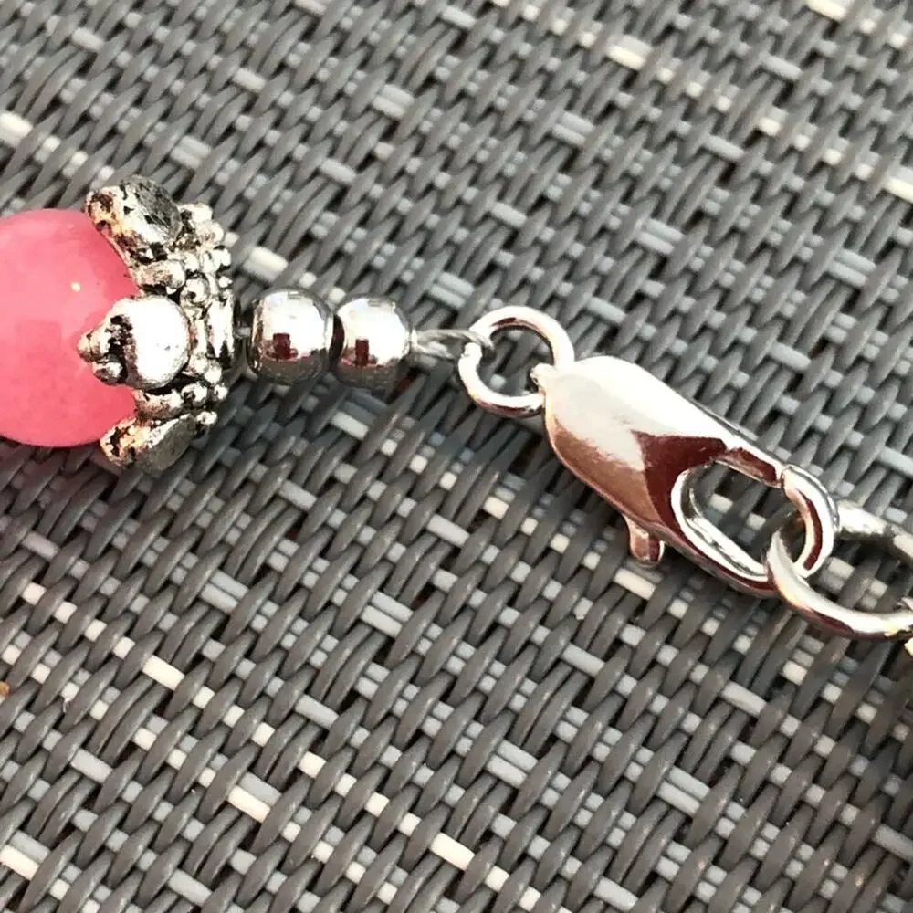 Girls: Pink Jade Beaded Charm Bracelet
